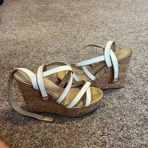💗2/$10💗 RUE 21 Wedge Cork White 5" High Heels